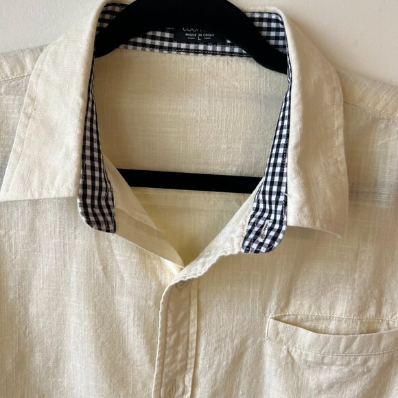 Coofandy Yellow Cotton Short-Sleeve Button-Down (Men's L) Your Sunshine Staple! - Picture 2 of 8